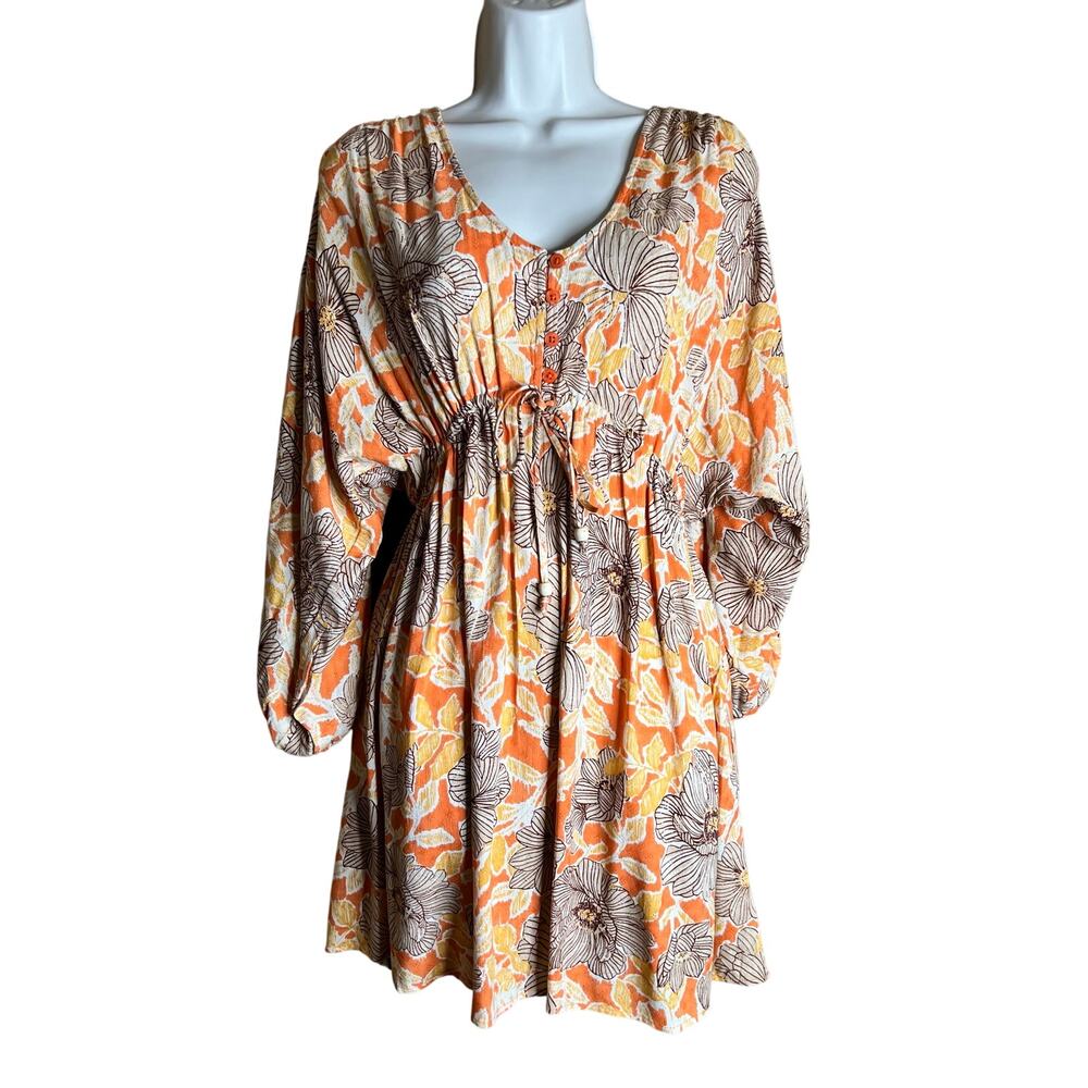 Band Of The Free - B.O.G Collective Apricot Floral Flowy Dress M NWT